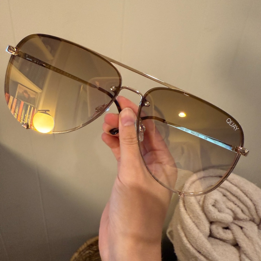 Quay Australia Gold High Key Rimless Sunglasses